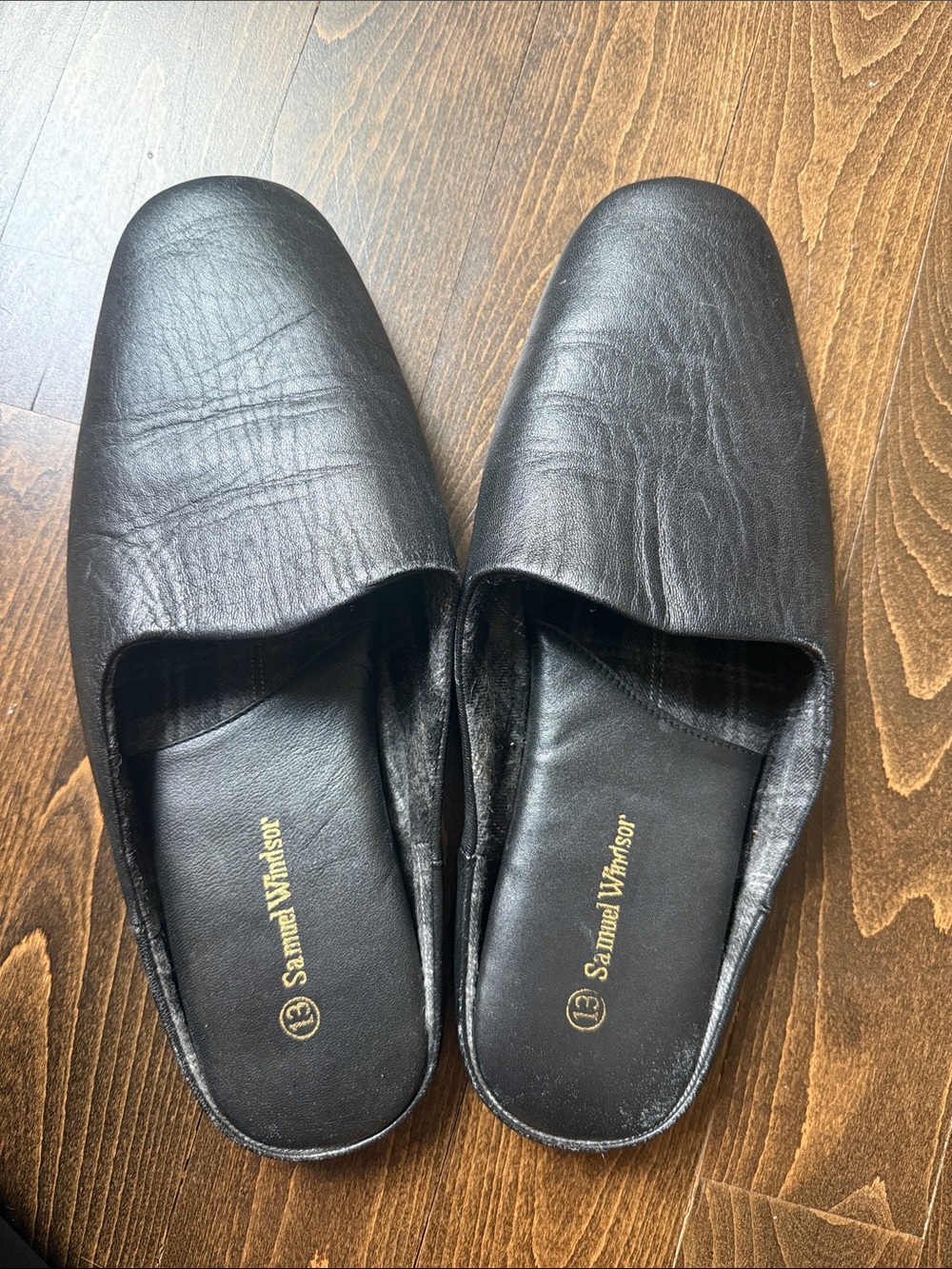 Black Leather Slip-On Loafers for Men